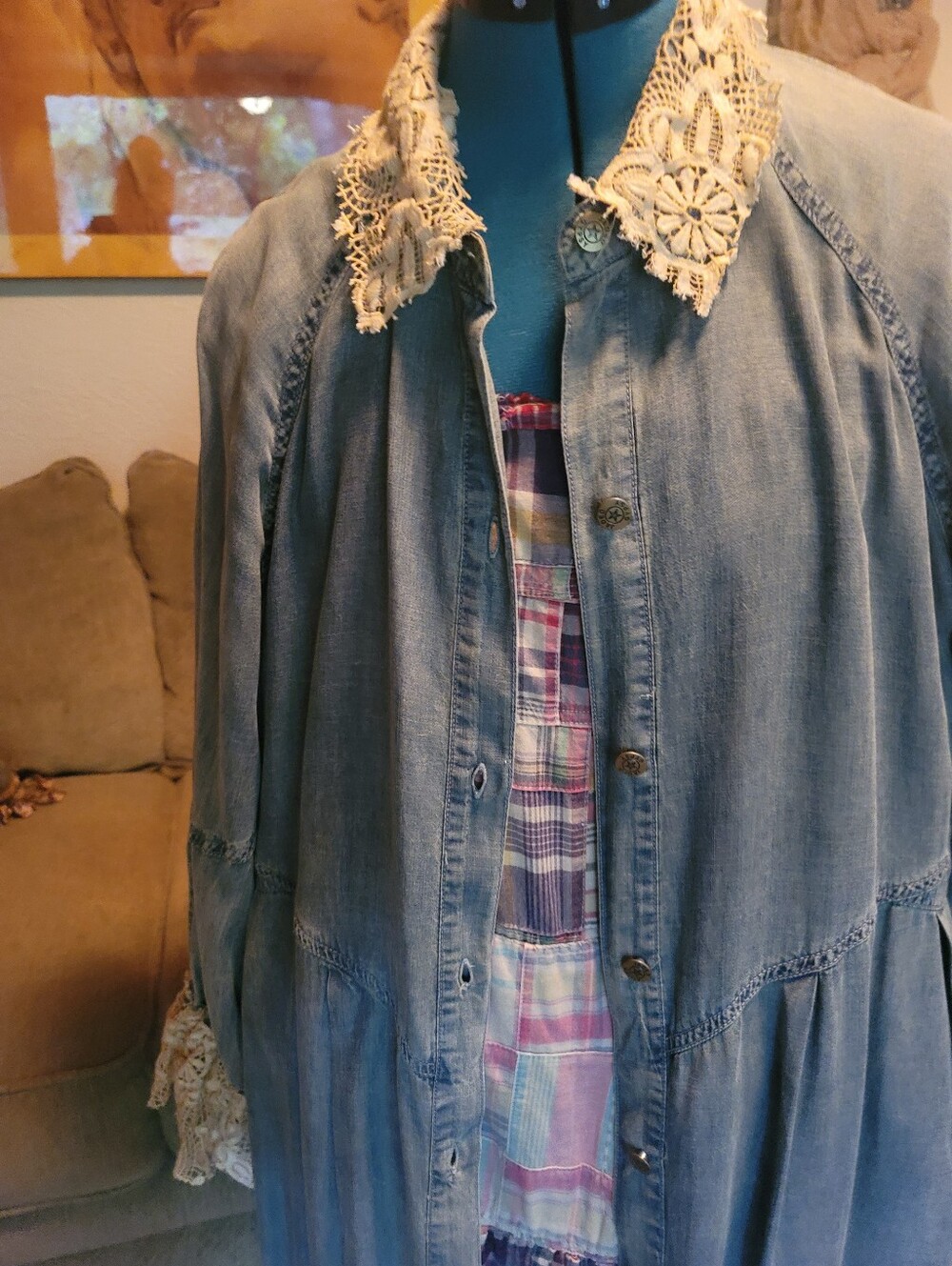 JADED GYPSY DENIM/LACE DUSTER/DReSS - Picture 4 of 7